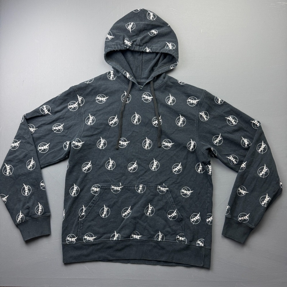 Neon Riot Hoodie Men's XL Black All Over Print Drawstring Cotton AOP Sweatshirt